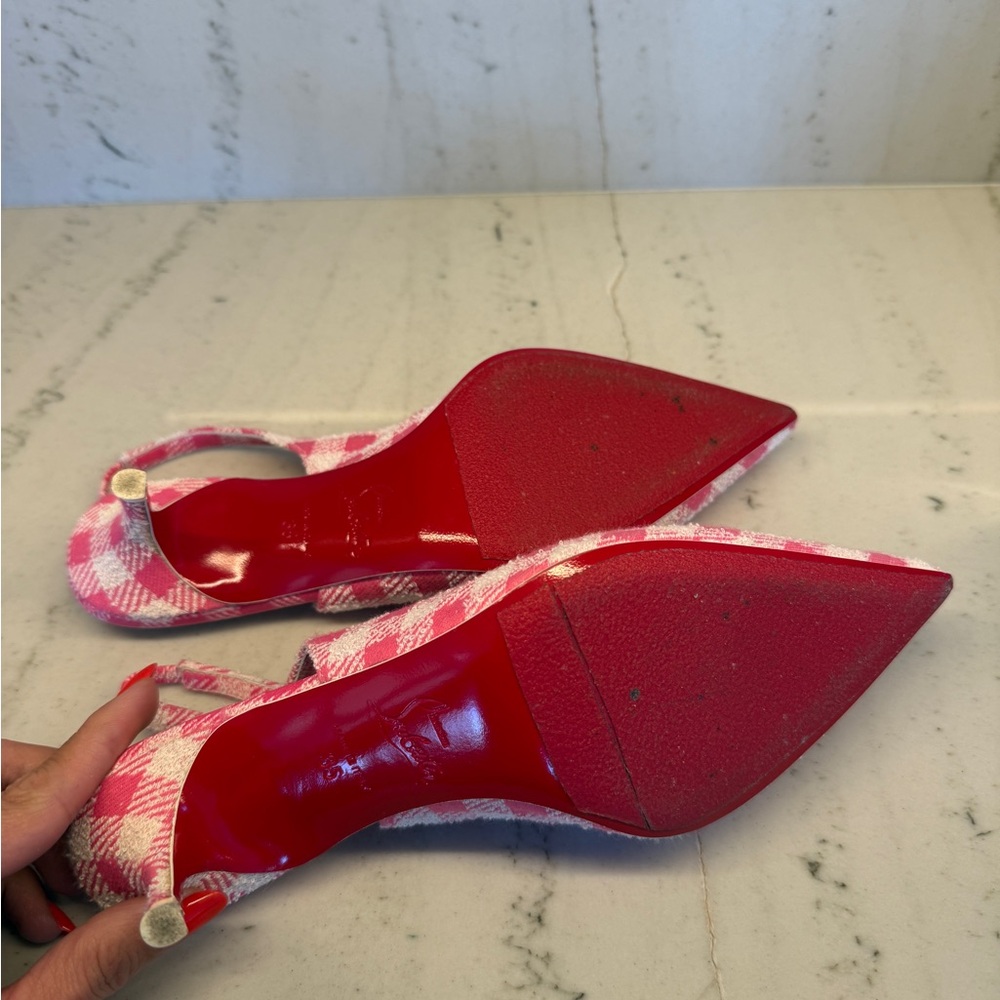 Christian Louboutin Sporty Kate Checkered Slingback Heels 35/5 - Picture 5 of 6
